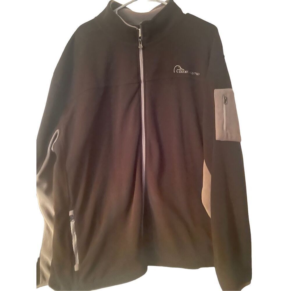 Ducks Unlimited Men's Black High Neck Logo Full Zip Fleece Jacket Size XXL